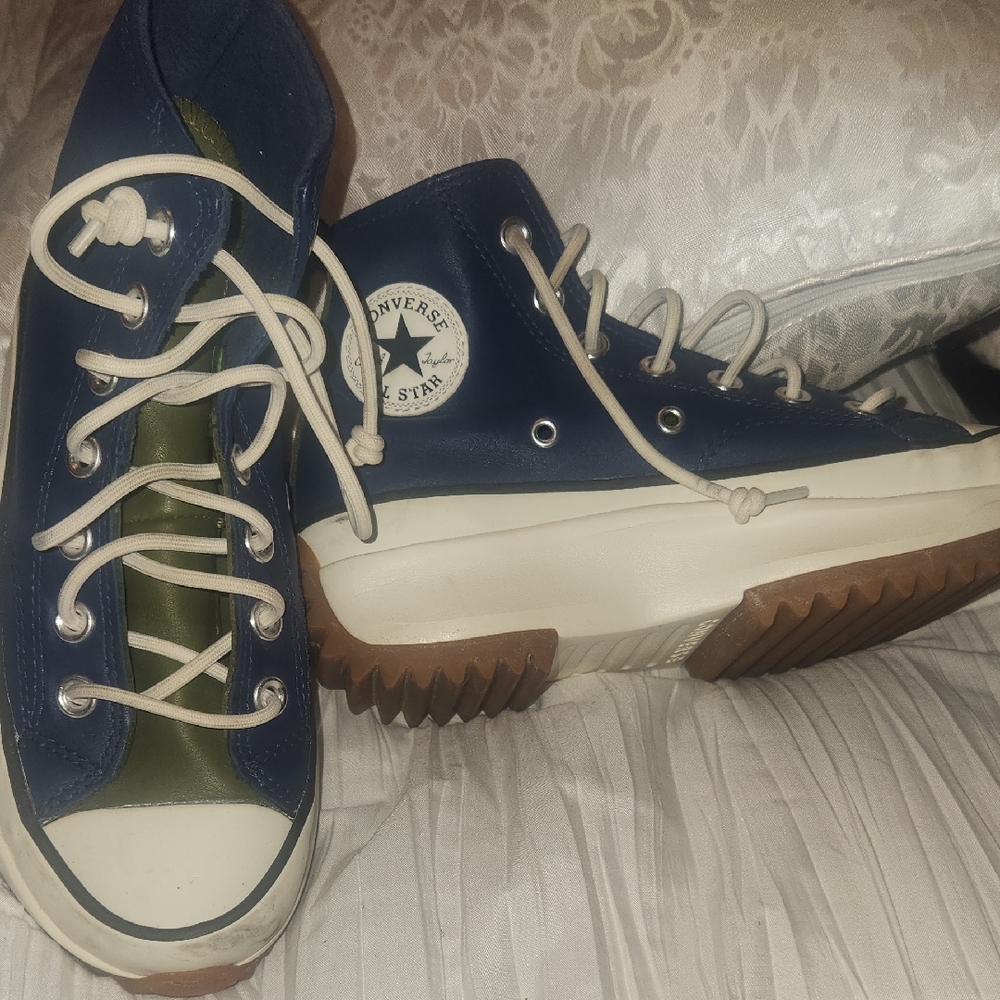 Converse Navy and Green High-Tops
